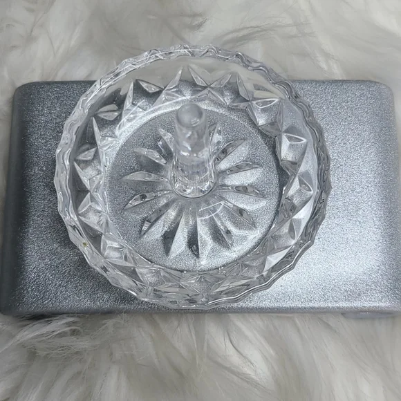 VINTAGE Ring Holder  Crystal Glass Vanity Table Accessory Accent Piece Jewelry - Picture 2 of 3